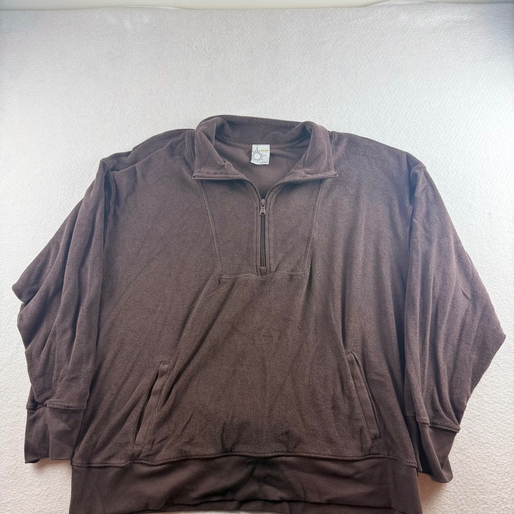 Offline by Aerie Womens XL Brown Quarter Zip Pullover Oversized Terry Sweatshirt